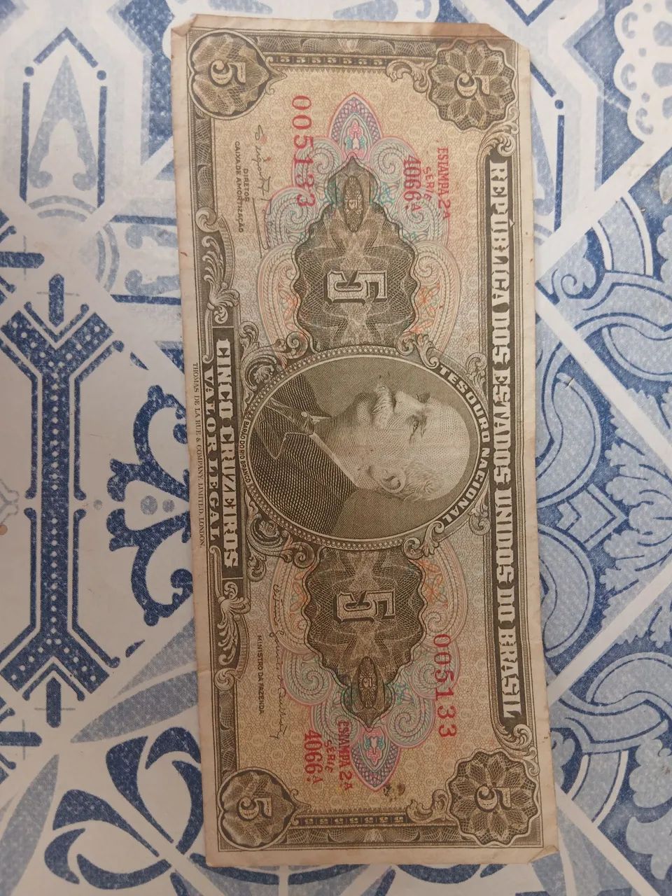 Nota cédula antiga 5 cruzeiros estampa 2 e 3 - Foto 3