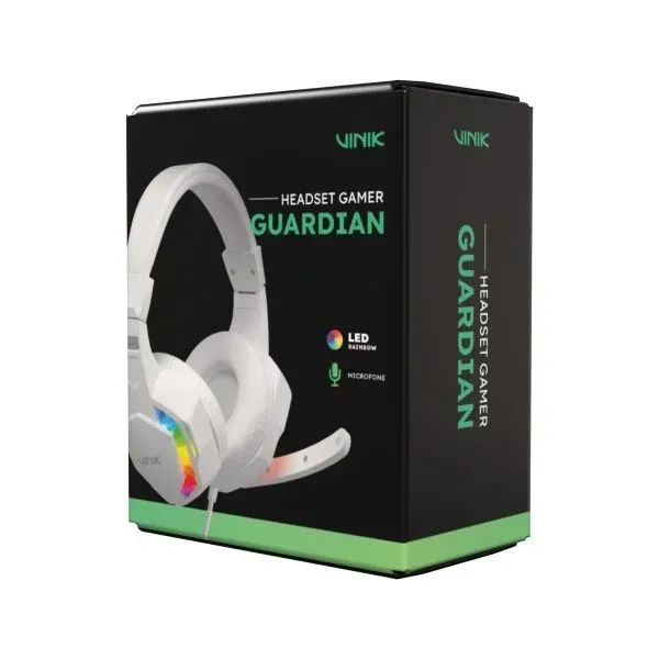 Headset Gamer Guardian Vinik Branco Led
