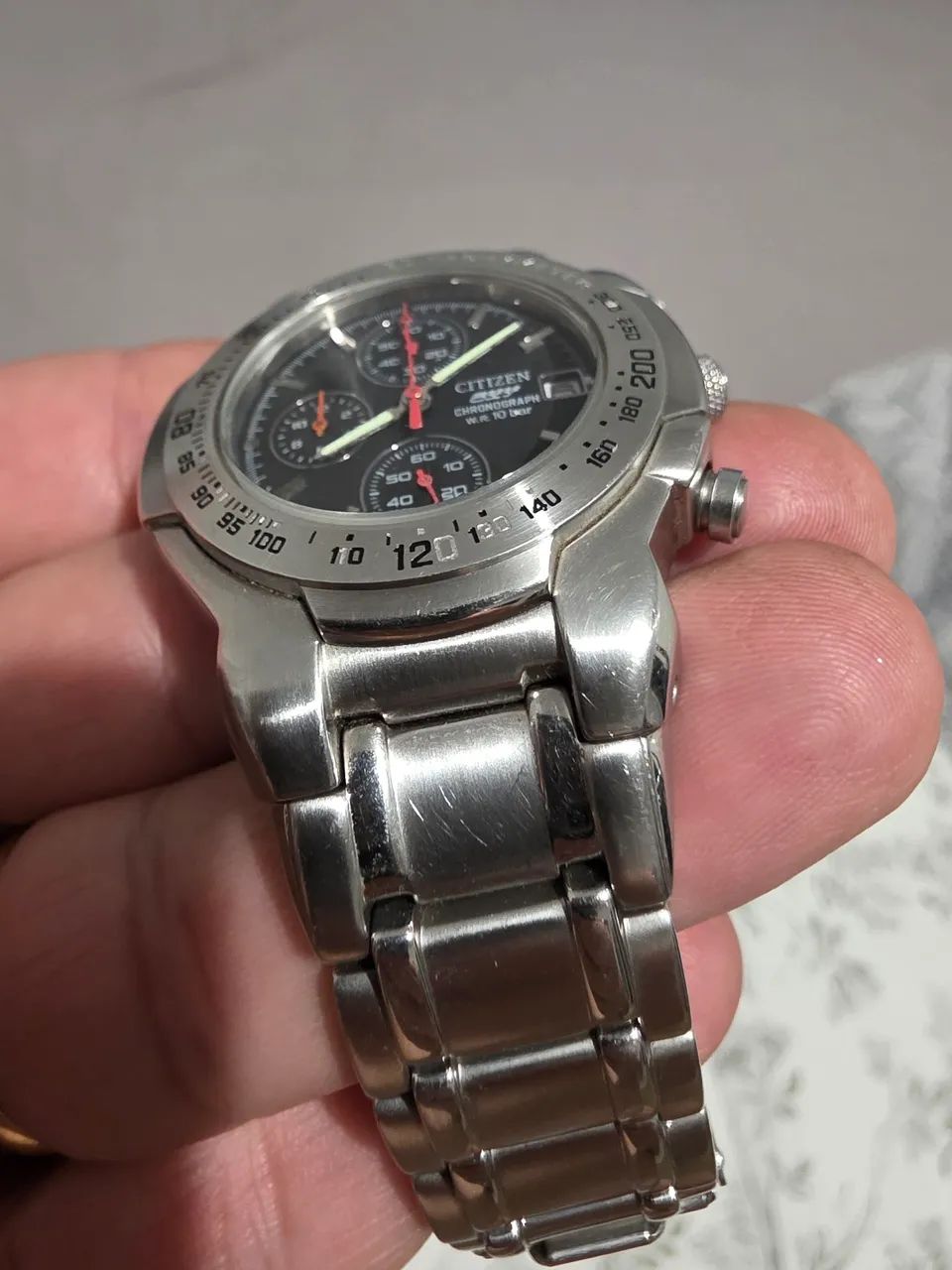 Relógio Cronograph Citizen Oxy Caixa aço 42mm taquímetro Made in