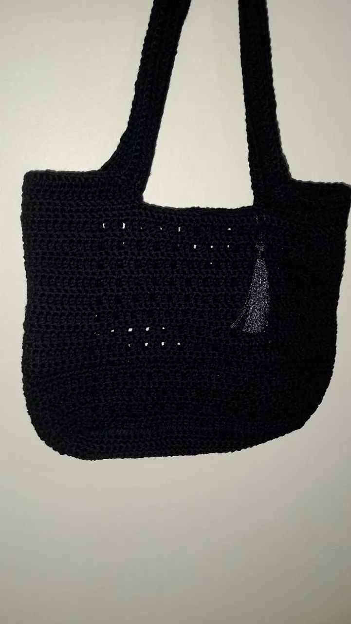 Bolsa crochê praia preta sob medida  - Foto 3