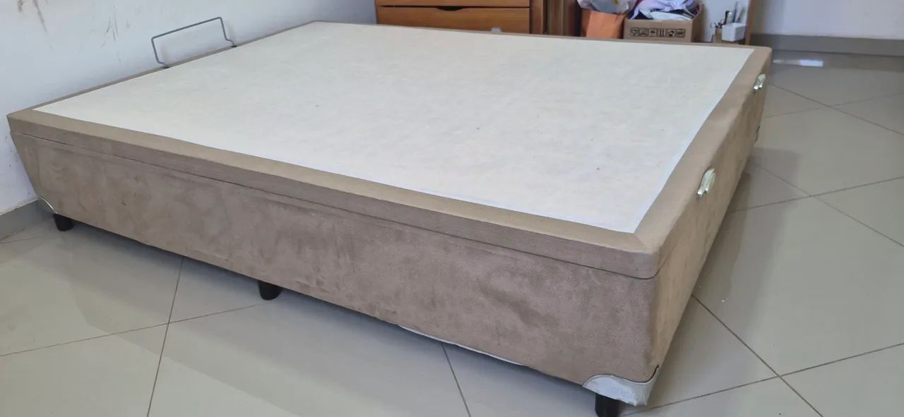 CAMA CASAL BOX SuedeBEGE - Foto 3