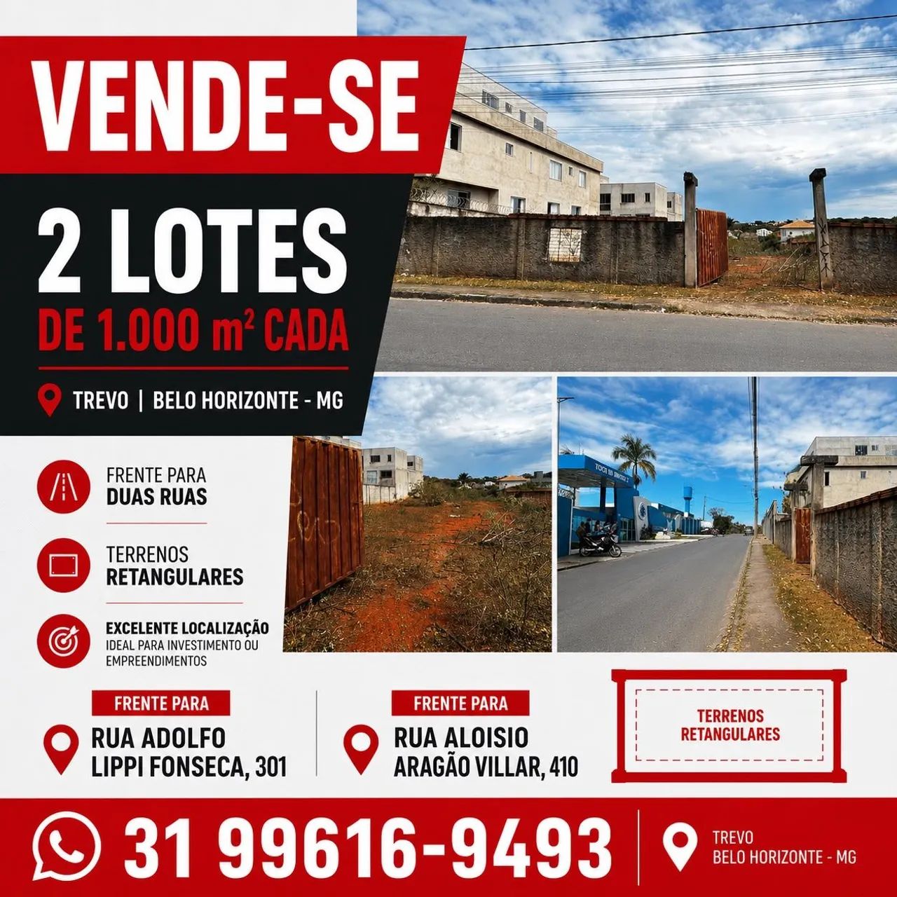 Vendo 2 lotes de 1000 M2 cada. Valor para cada lote.