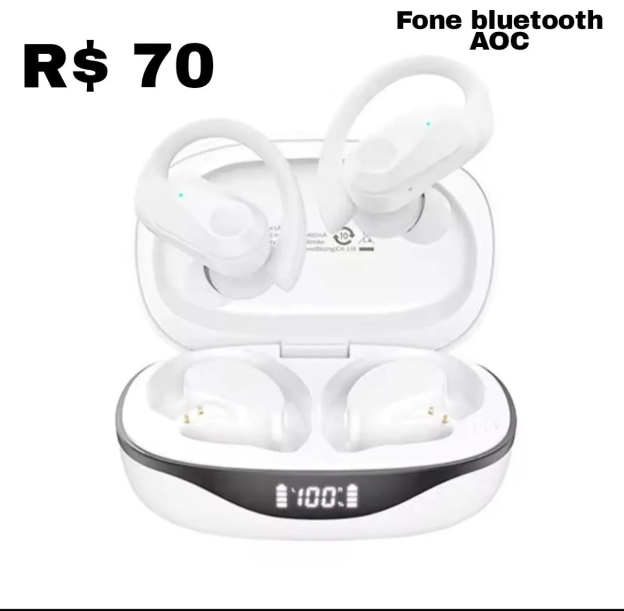 Fone bluetooth AOC Branco R$ 70