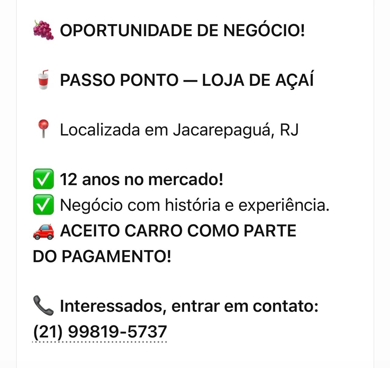 Passo ótimo ponto Jacarépaguá 