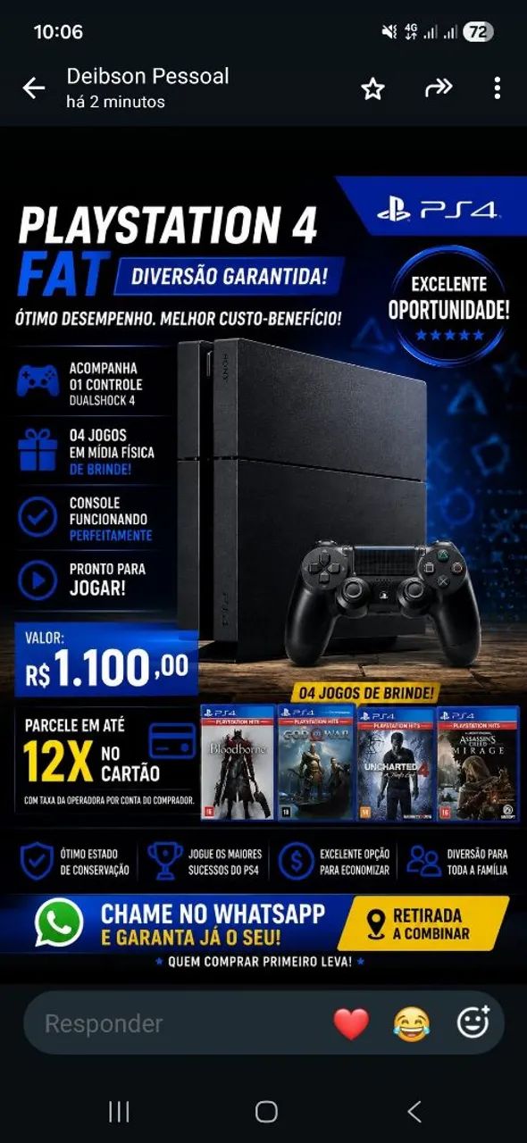 PS 4 FAT SUPER CONSERVADO 