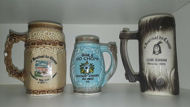 Kit 3 canecas antigas cerâmica anos 70