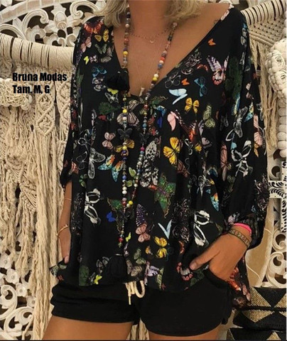 Blusa vintage estampa de borboletas (nova)