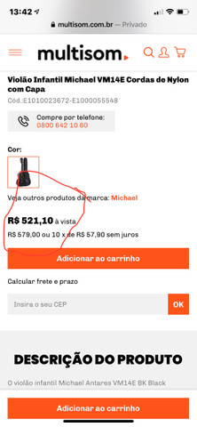 Torrando - Violão Clássico Infantil Marca Michael Mod Vm14e bk - Foto 2
