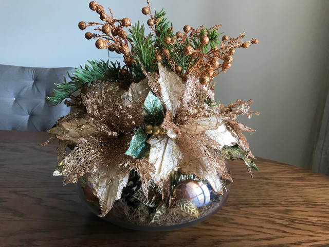 Decoração de Natal de mesa, cor bronze, vaso Redondo - Foto 5