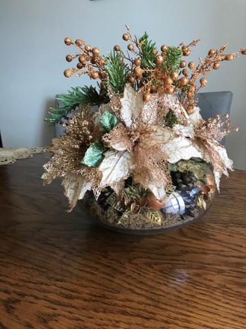 Decoração de Natal de mesa, cor bronze, vaso Redondo - Foto 2
