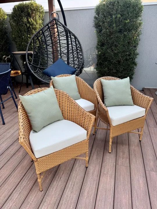 Poltronas de jantar revestido com fibra sintética (vime) 450 cada - Foto 2