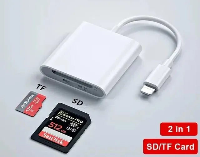 Leitor de Cartões SD e TF para iPhone - 2 em 1