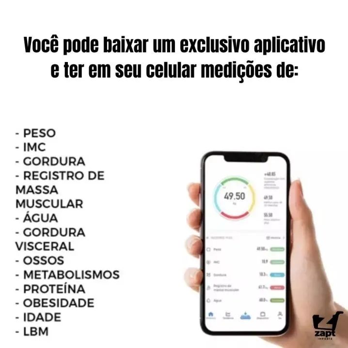 Balança Digital Bioimpedância Corporal Vidro 180kg Bluetooth - Foto 4