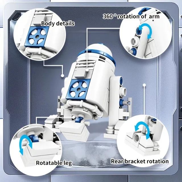 Robô R2D2 star minifigure com 102 peças de blocos de montar miniatura de coleção - Foto 3