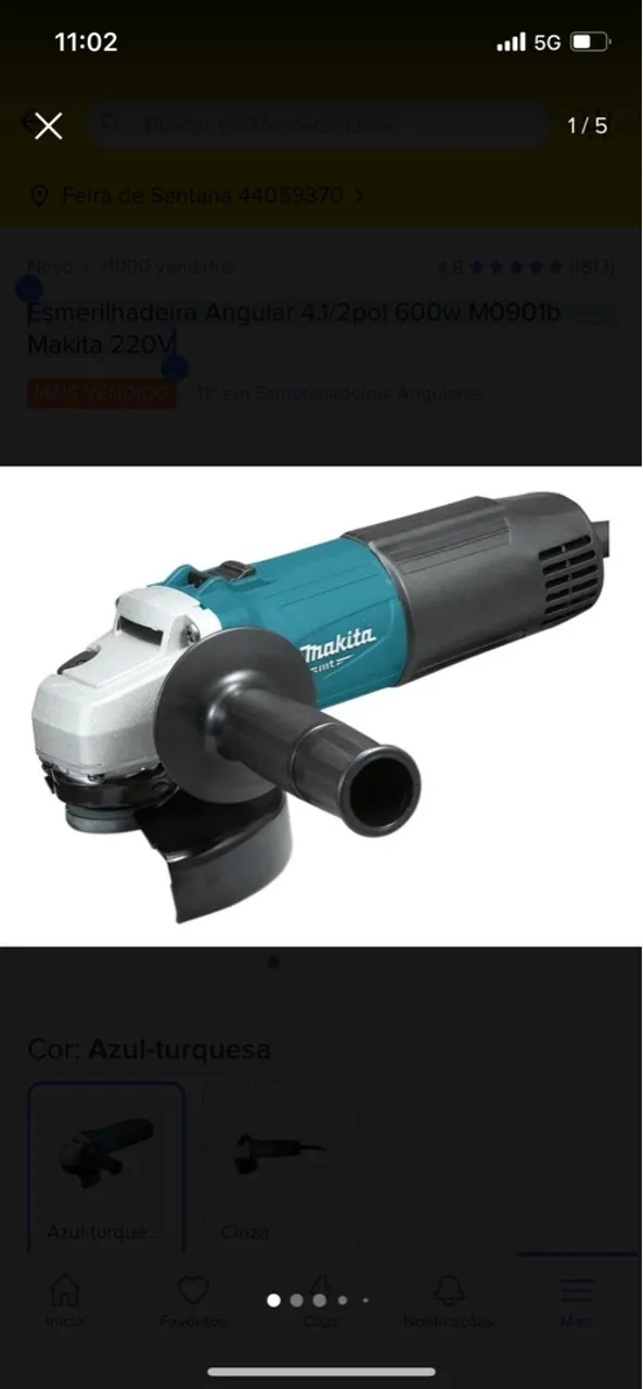 Esmerilhadeira Angular 4.1/2pol 600w M0901b - Makita 220V