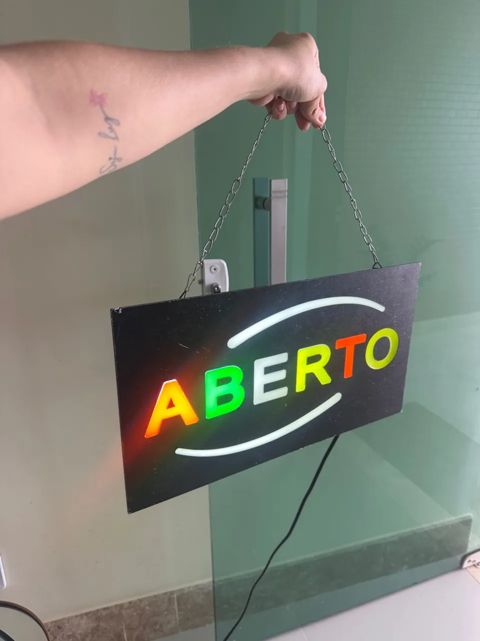 Placa Luminosa Aberto - Ideal para Comércio