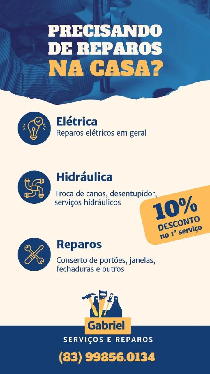Eletricista, encanador, reparos em geral 