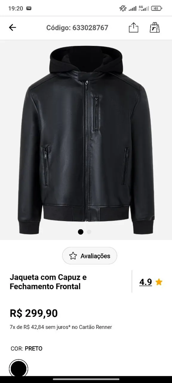 Jaqueta de Couro Masculina com Capuz