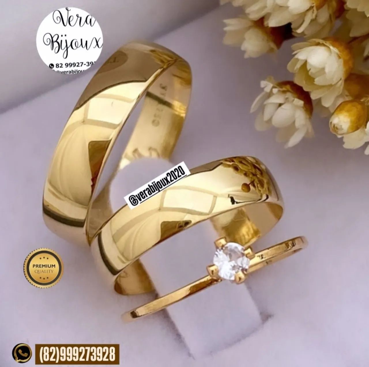 Kit de Alianças de Casamento em Ouro 18k - Foto 2