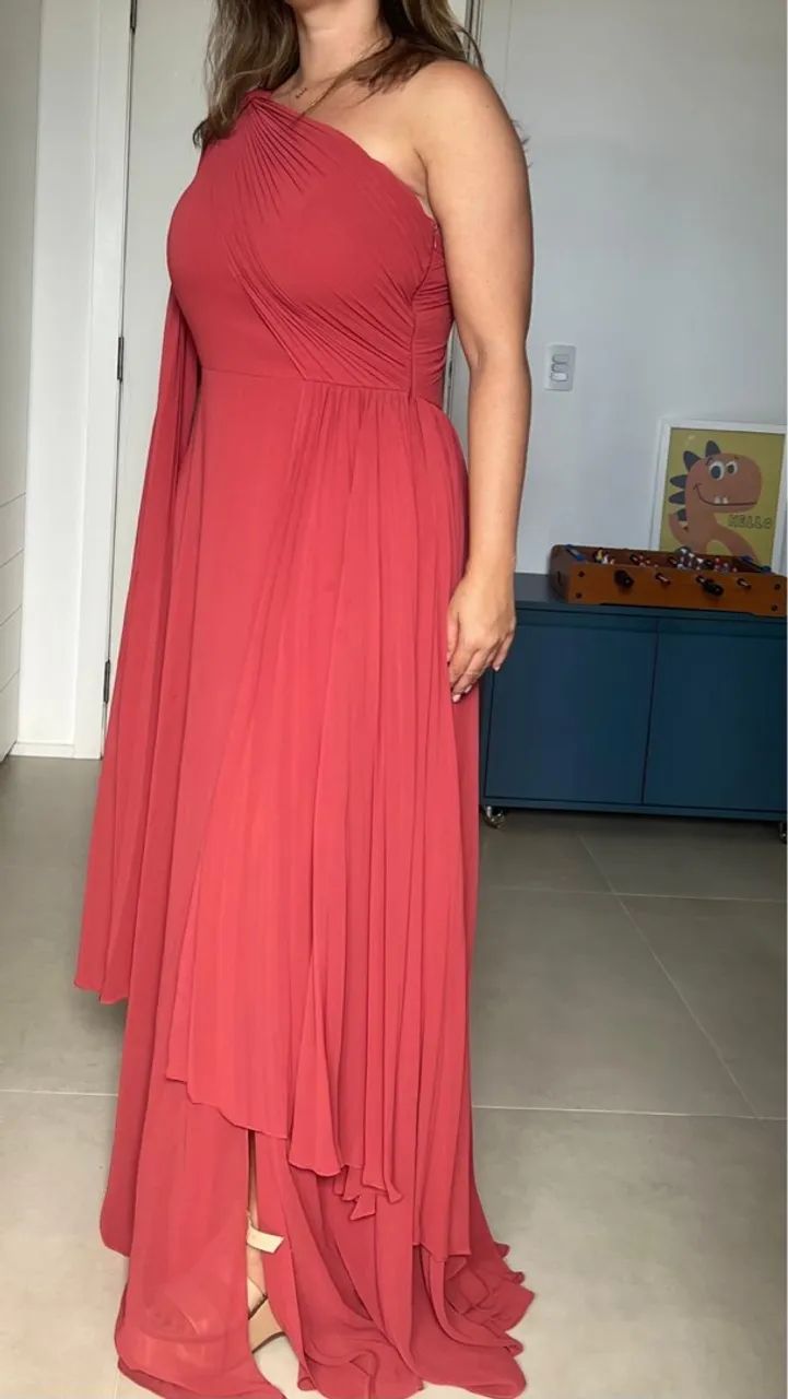 Vestido Longo de Festa - cor terracota - Foto 3