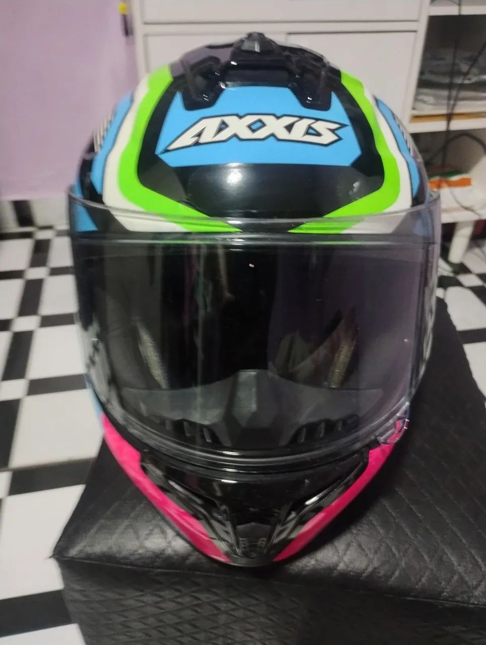 Capacete Axxis - Novo - Azul e Verde * ZAP  - Foto 2