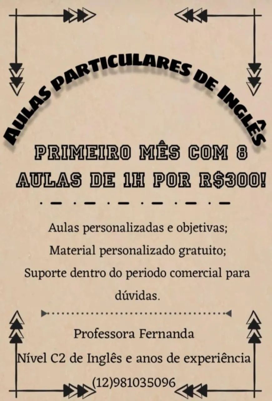 Aulas particulares de Inglês 