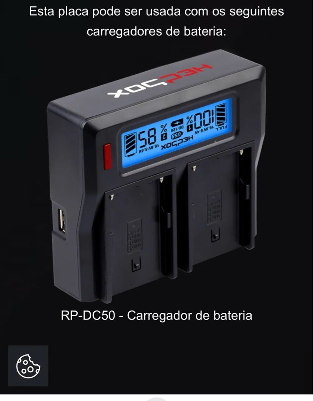 carregador de bateria dupla Hedbox RP-DC50 NOVO - Foto 2