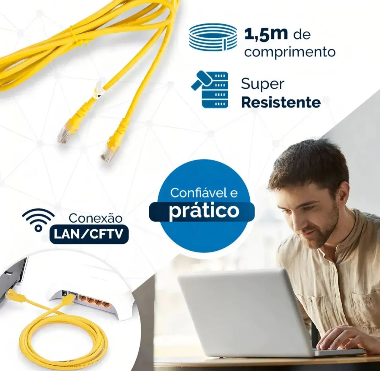 Cabo de rede amarelo de 1.5 m 2 unidades