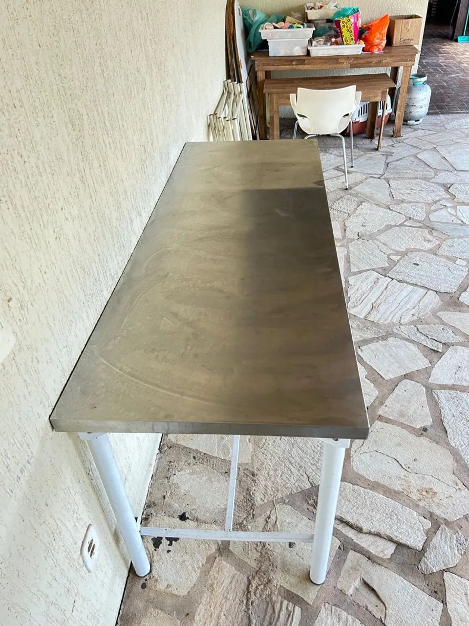 Mesa de Inox com Estrutura de Ferro Branca - Foto 4
