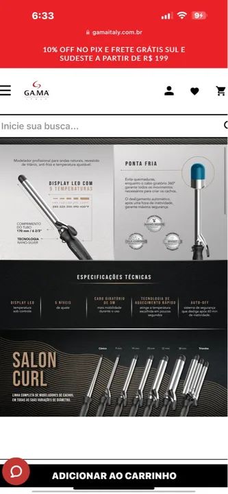 Modelador de Cachos Gama Italy Salon Curl - Novo