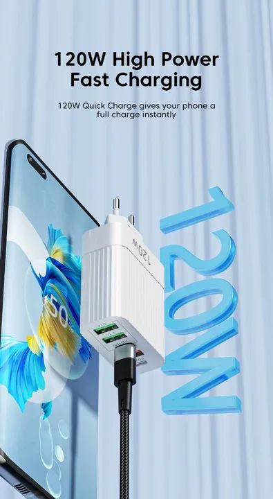 Carregador Rápido 120w 5 Portas (3 USB + 2 PD Tipo C) | NOVO - Foto 3