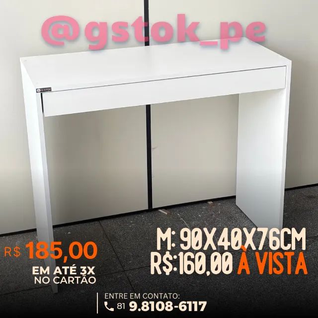 Escrivaninha Branca com Gaveta - Foto 3