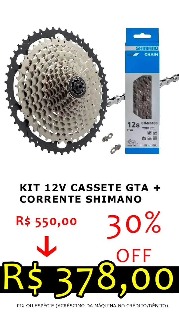 Kit 12 velocidades cassete GTA e corrente Shimano