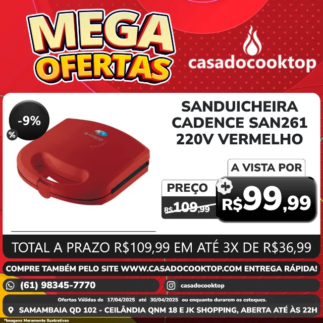 Sanduicheira Cadence San261 220v Vermelho