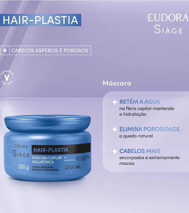 Kit Siàge Hair-Plastia Eudora - Shampoo, Condicionador e Máscara - Foto 2