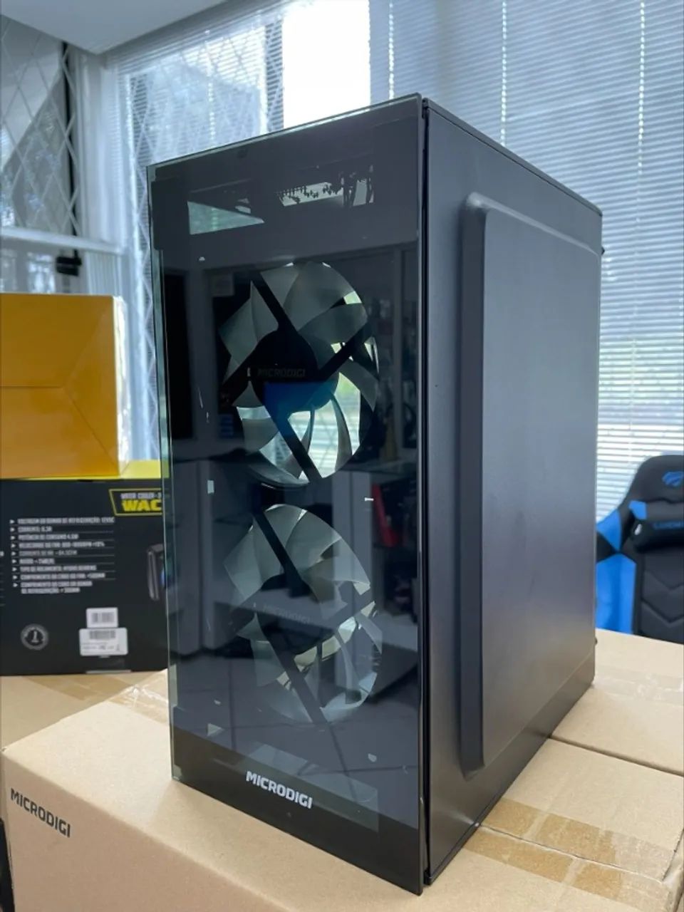 Gabinete Gamer (novo!) MD-530, Mini-Tower, Frontal/Lateral de Vidro, Preto  - Foto 2