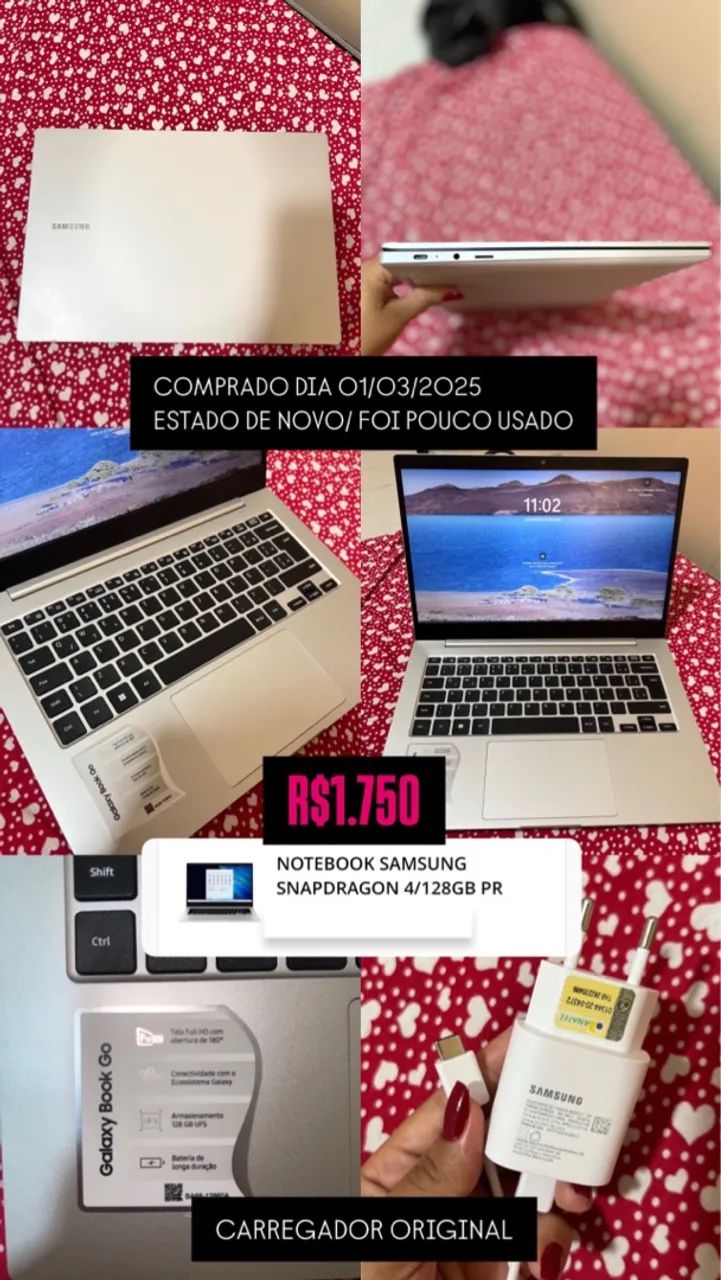 Notebook Samsung Galaxy Book Go Snapdragon 4/128GB