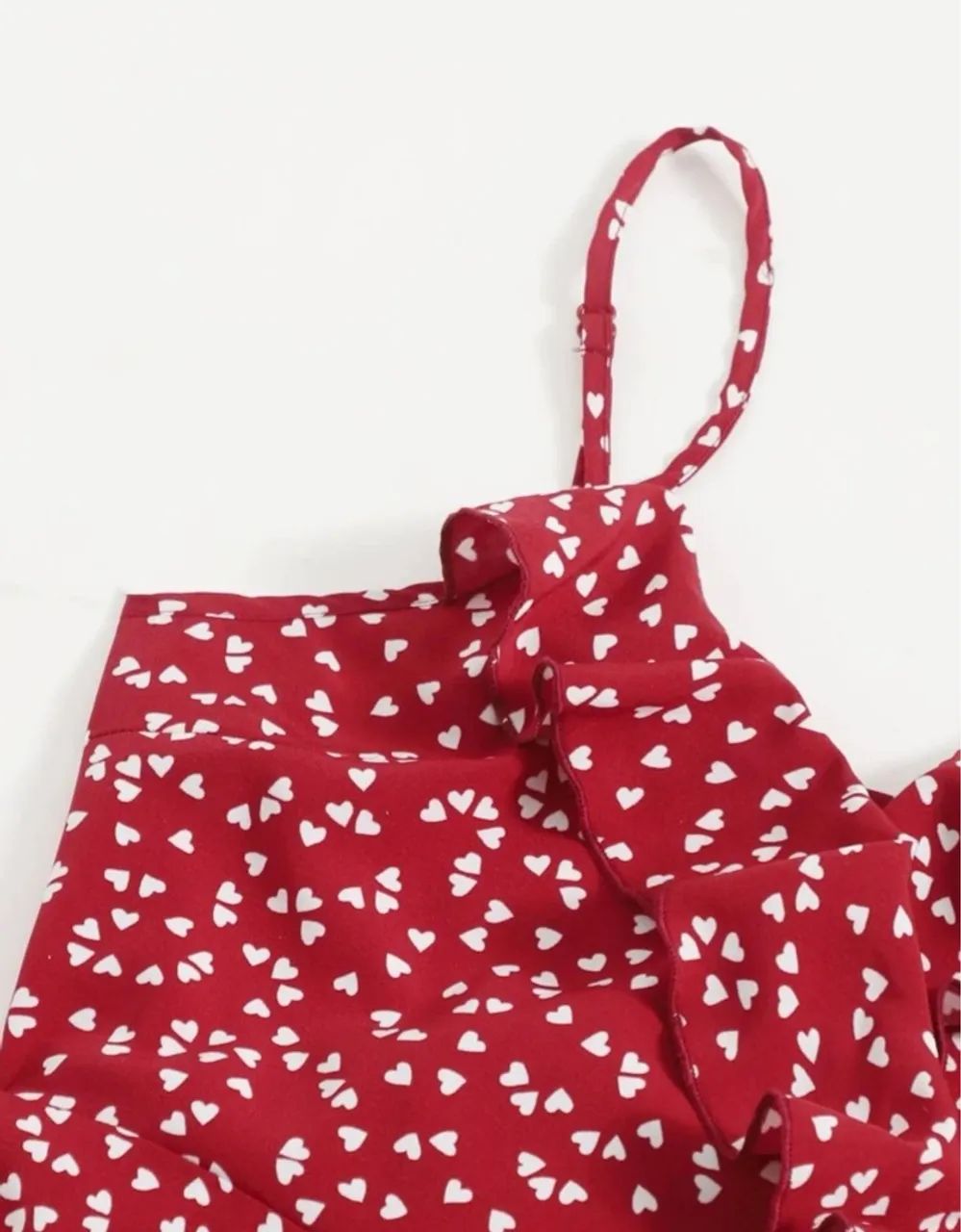 Vestido vermelho floral com babado - Foto 4