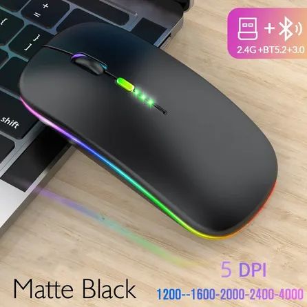 Rechargeable Bluetooth and Wireless USB Mouse Black NEW!64529520019202120