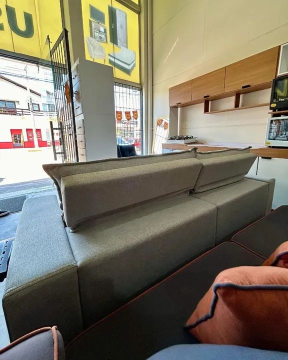 Sofá de canto cinza claro64706688366721122