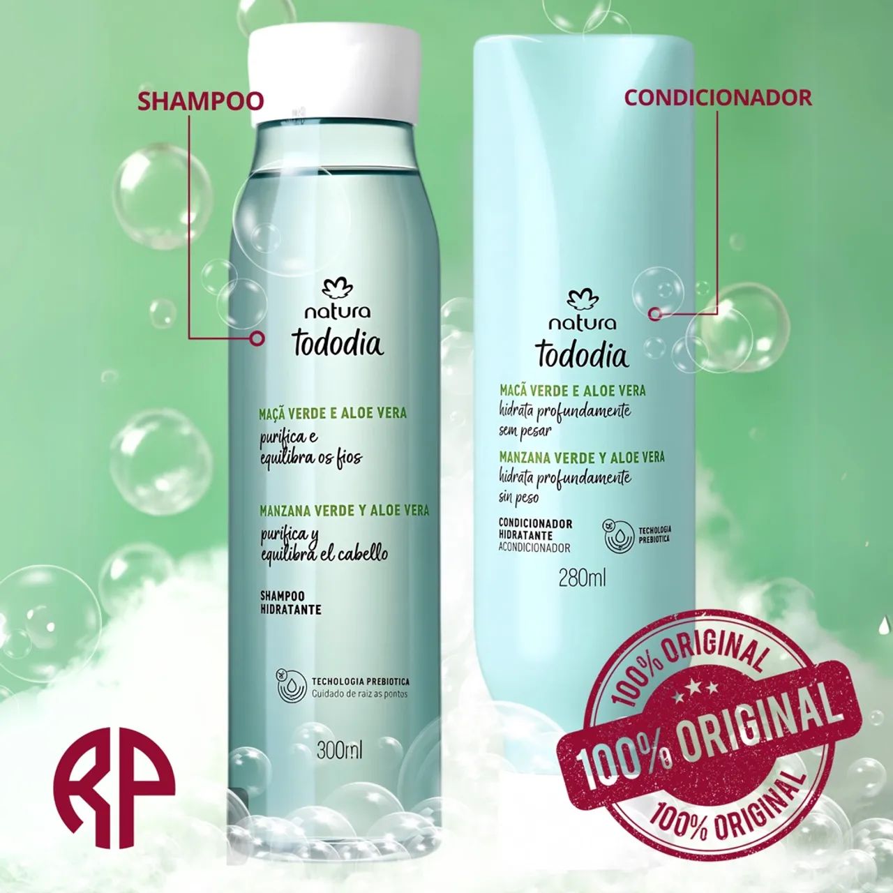 Kit Shampoo e Condicionador Natura Tododia Maçã Verde e Aloe Vera