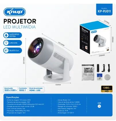 Mini Projetor Portátil Knup KP-PJ011 Full Hd, Hdmi, Usb para Tela 100 Polegadas - Foto 3
