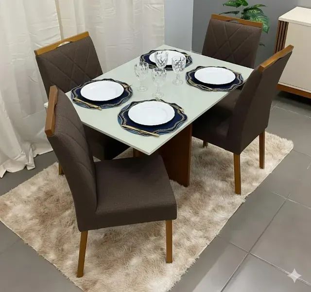 Mesa de Jantar Los Angeles com 4 Cadeiras Bali Marrom - Foto 2