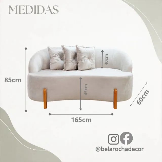 Sofá Lounge Feijão 165cm Veludo - Foto 4