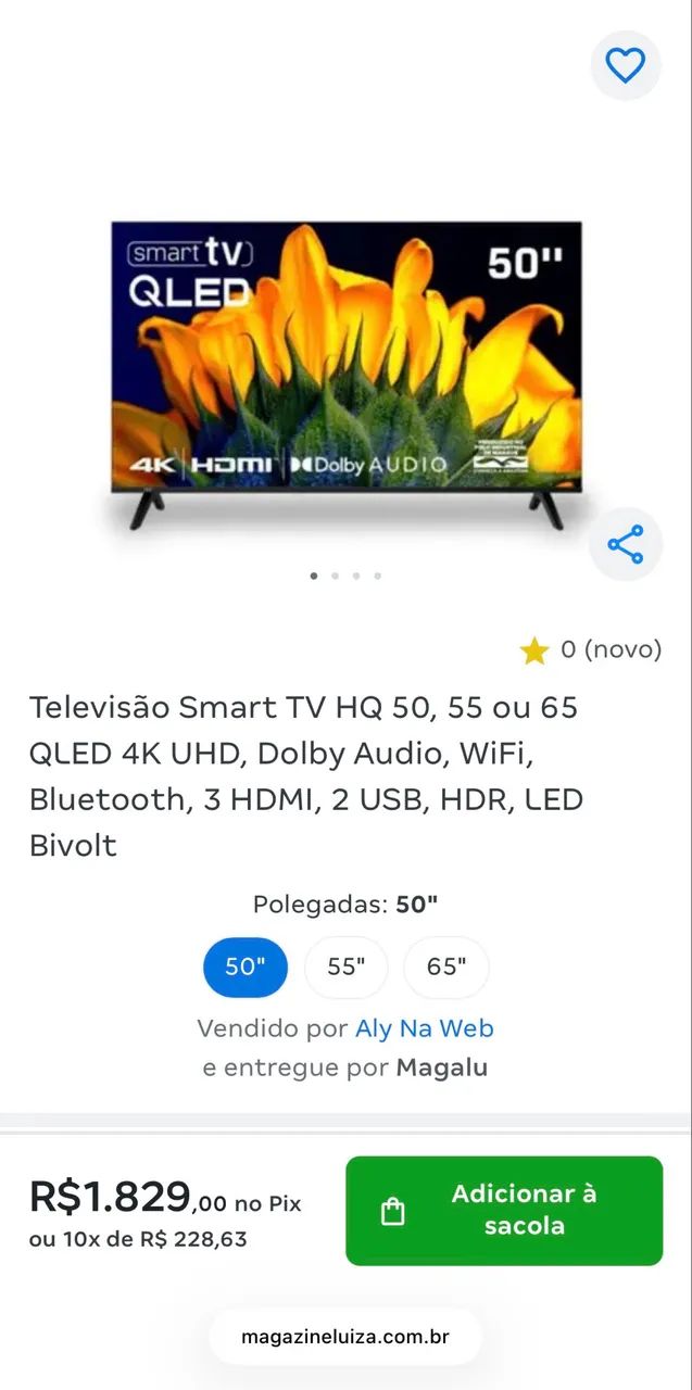TV HQ, Smart, 50 polegadas, NOVA! - Foto 2