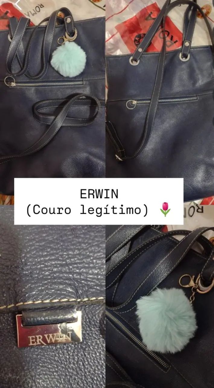 Bolsa grande em couro legítimo