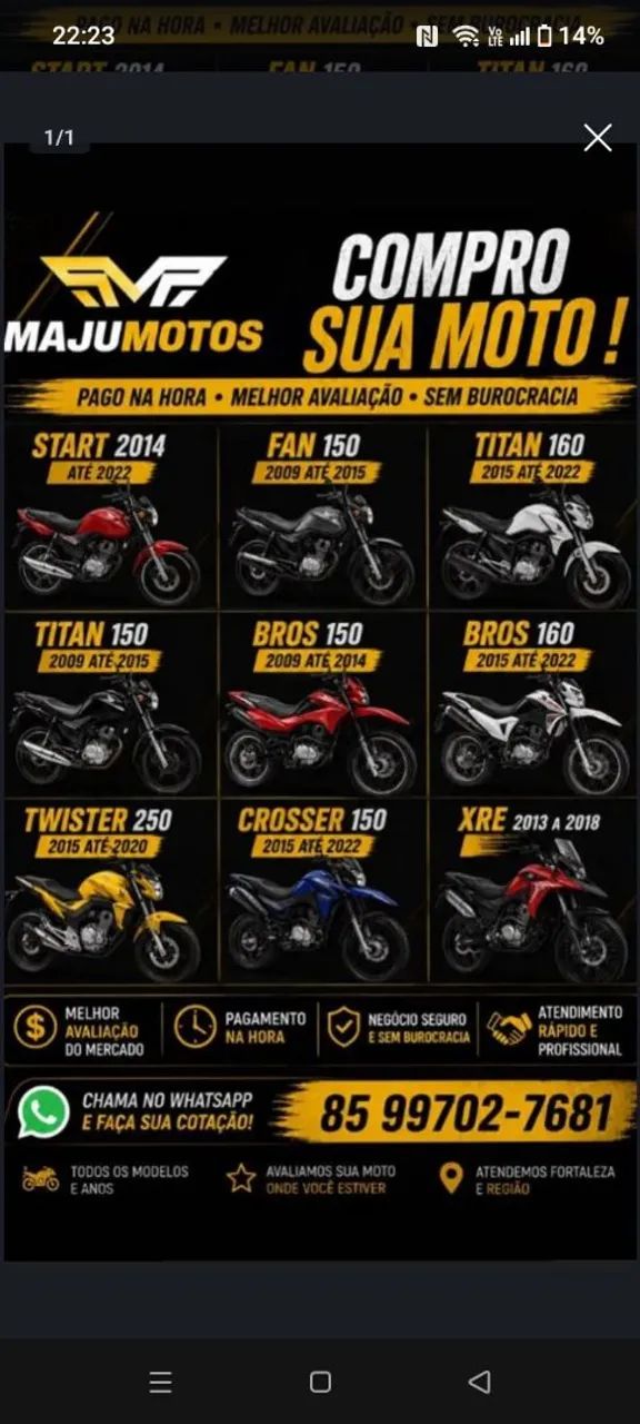 Compramos sua moto e pagamos no Pix!