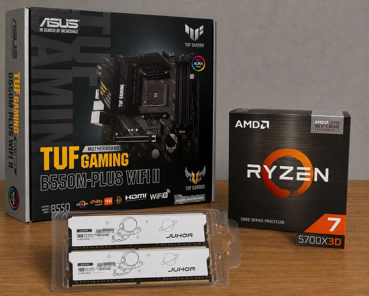 KIT AM4 (R7 5700X3D, TUF B550M WIFI, 32GB RAM)
