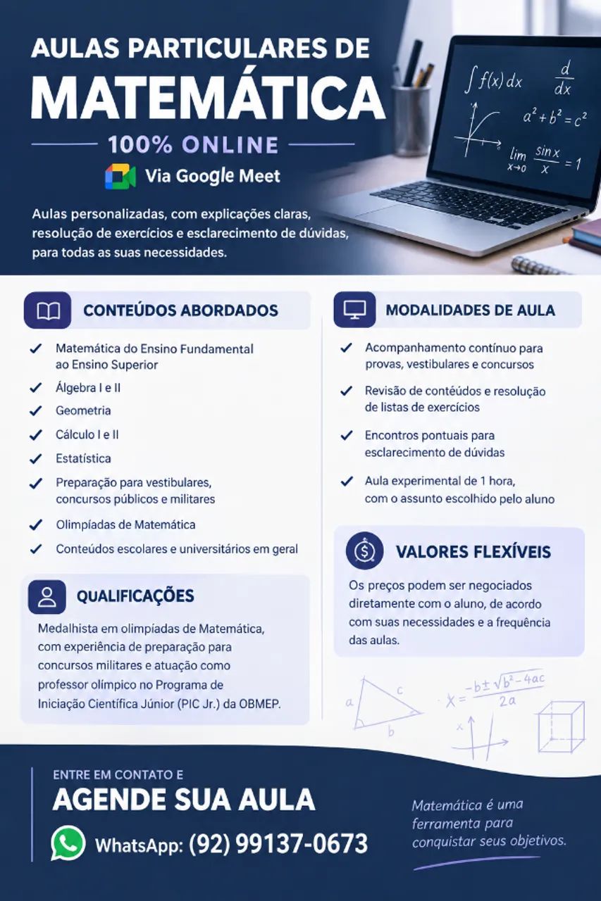 Aulas particulares de matemática