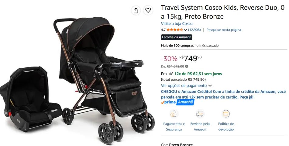 Carrinho de bebê Cosco Kids Reverse Duo